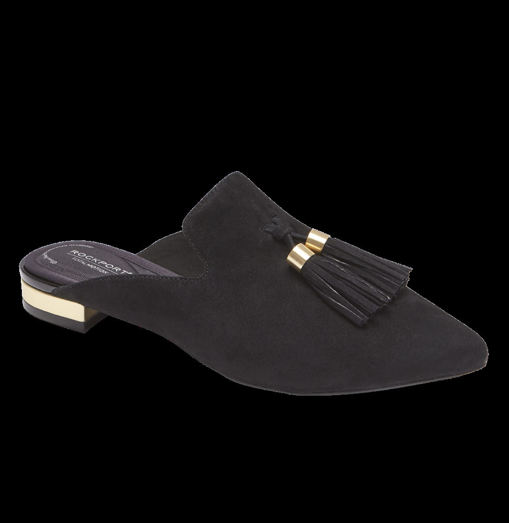 Rockport Womens Total Motion Adelyn Tassel - Slides Black - XRO234571